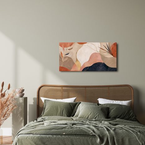 WANDBILD MODERNE KOMPOSITION AUS BLÄTTERN UND KURVEN - WANDBILDER ABSTRAKTE FORMEN - BILDER