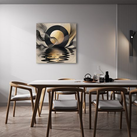 OBRAZ ZLATÝ MĚSÍC NAD HLADINOU - ABSTRAKTNÍ OBRAZY - OBRAZY