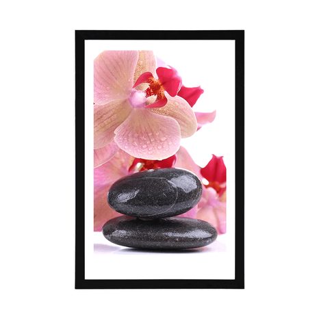POSTER WITH MOUNT SPA STONES AND AN ORCHID - FENG SHUI - POSTERS