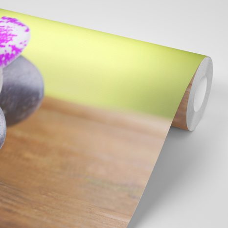 FOTOTAPETA ORCHIDEJ A ČERNÉ KAMENY - TAPETY FENG SHUI - TAPETY