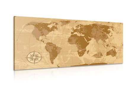 CANVAS PRINT RUSTIC WORLD MAP - PICTURES OF MAPS - PICTURES