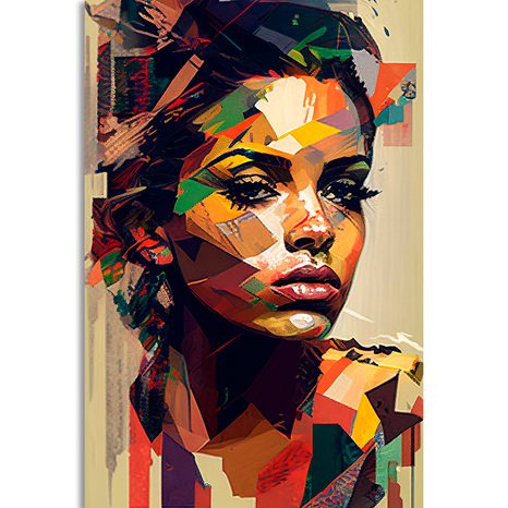 WANDBILD SCHÖNHEIT EINER FRAU IM PATCHWORK-DESIGN - WANDBILDER FRAUEN - BILDER