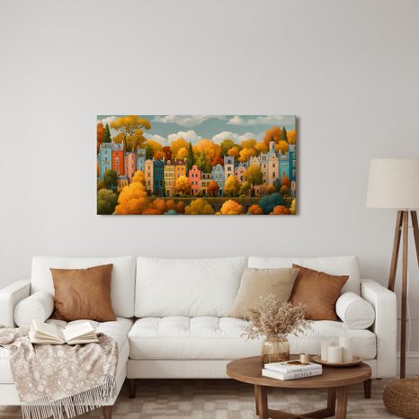 OBRAZ BAREVNÉ DOMY V PODZIMU - BAREVNÉ DOMY - OBRAZY