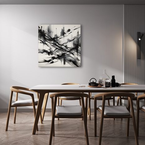 WANDBILD EXPRESSIVE SCHWARZE STRICHE - WANDBILDER ABSTRAKTE FORMEN - BILDER