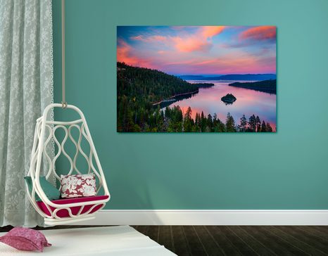 STAMPA SU TELA – LAGO AL TRAMONTO - QUADRI DI NATURA E PAESAGGIO - STAMPE E QUADRI