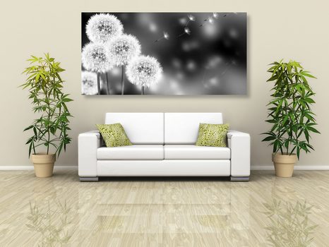 OBRAZ NADÝCHANÁ PAMPELIŠKA V ČERNOBÍLÉM PROVEDENÍ - ČERNOBÍLÉ OBRAZY - OBRAZY