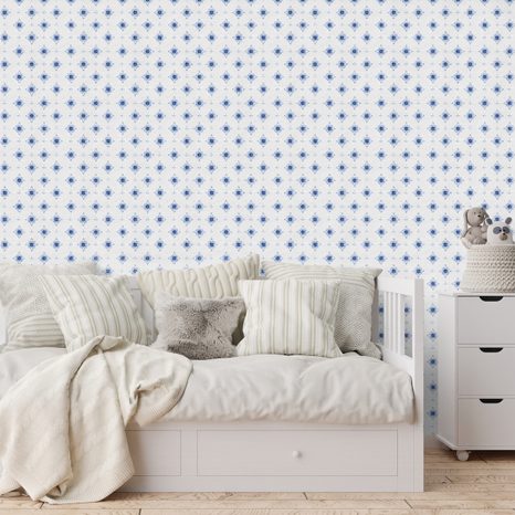 SAMOLEPÍCÍ FOTOTAPETA MODRÉ KVĚTINOVÉ ORNAMENTY - VZOROVANÉ TAPETY - TAPETY