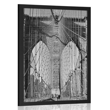 IMPRESSION SUR TOILE PONT DE MANHATTAN À NEW YORK EN NOIR ET BLANC - NOIR ET BLANC - AFFICHES