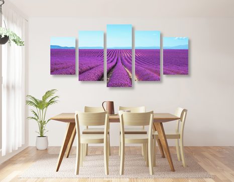 5 RÉSZES KÉP VÉGTELEN LEVANDULA MEZŐ - TERMÉSZET- ÉS TÁJKÉPEK - KÉPEK