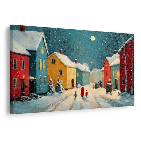 WANDBILD WEIHNACHTLICHE STRASSE BEI NACHT - WEIHNACHTS- UND WINTERBILDER - BILDER