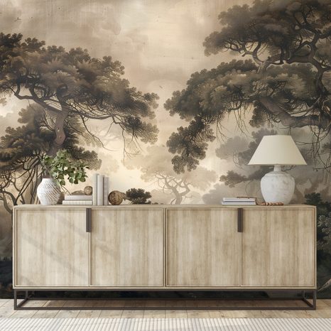 TAPET PĂDURE MISTERIOASĂ ÎN CEAȚĂ - TAPET PĂDURE - TAPETURI