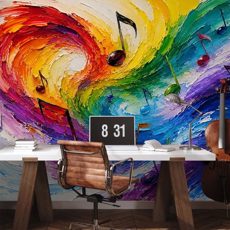 TAPETE BUNTE MUSIK-WELLEN - MUSIK FOTOTAPETEN - TAPETEN