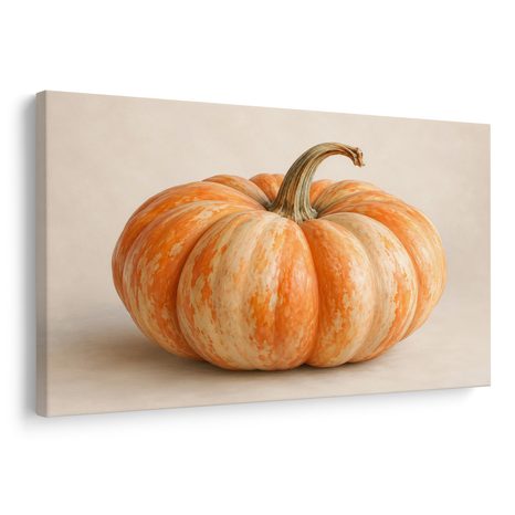 QUADRO SU TELA – ZUCCA ARANCIONE CREMA IN PRIMO PIANO - QUADRI HALLOWEEN E HORROR - STAMPE E QUADRI