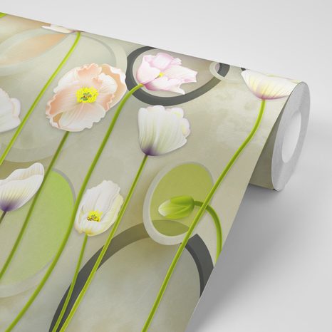 CARTA DA PARATI AUTOADESIVA – PAPAVERI SU SFONDO ASTRATTO - CARTA DA PARATI AUTOADESIVE - CARTA DA PARATI