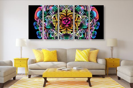 5-DÍLNÝ OBRAZ MANDALA ZDRAVÍ - OBRAZY FENG SHUI - OBRAZY