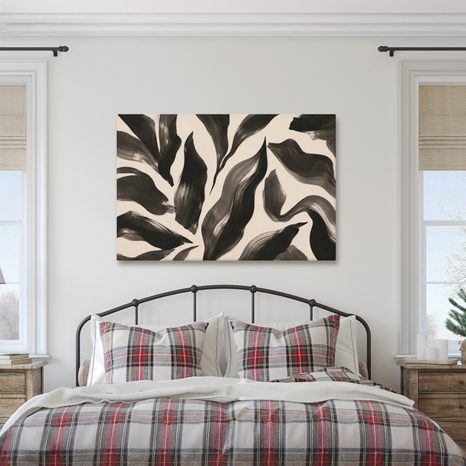TABLEAU SUR TOILE – LIGNES ORGANIQUES NOIRES - IMAGES FORMES ABSTRAITES - TABLEAUX