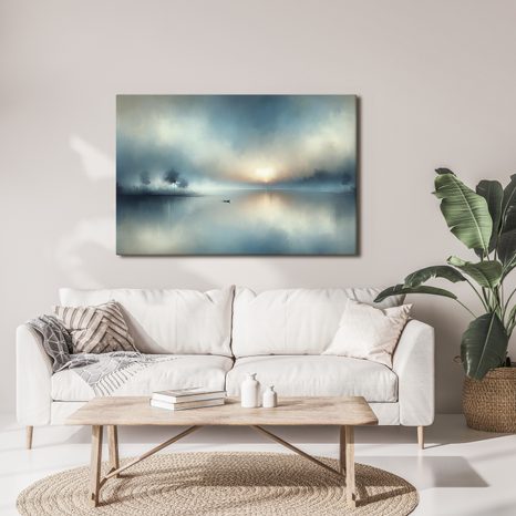 WANDBILD EINSAMES BOOT IM NEBEL - BILDER SEEN - BILDER