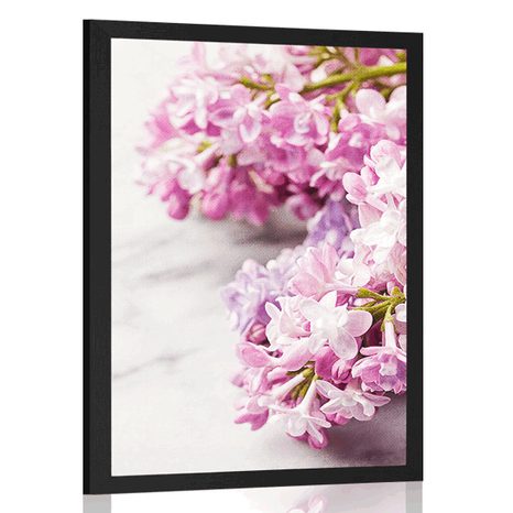 AFFICHE LILAS SUR MARBRE - FLEURS - AFFICHES