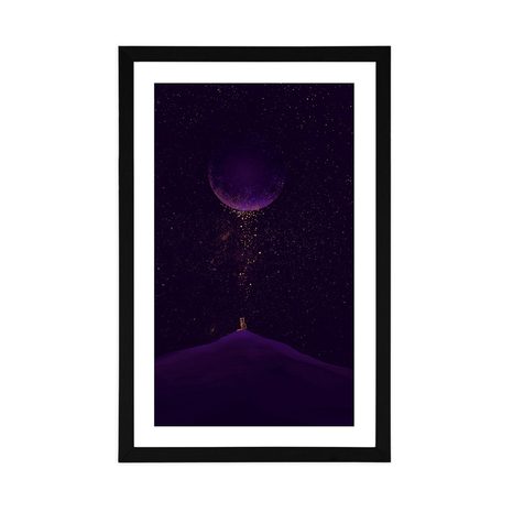 POSTER MIT PASSEPARTOUT LILA MAGISCHER PLANET - MOTIVE AUS UNSERER WERKSTATT - POSTER