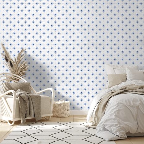 FOTOTAPETA MODRÉ KVĚTINOVÉ ORNAMENTY - VZOROVANÉ TAPETY - TAPETY