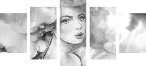 QUADRI 5 PEZZI – GRAZIA FEMMINILE IN BIANCO E NERO - QUADRI BIANCO E NERO - STAMPE E QUADRI