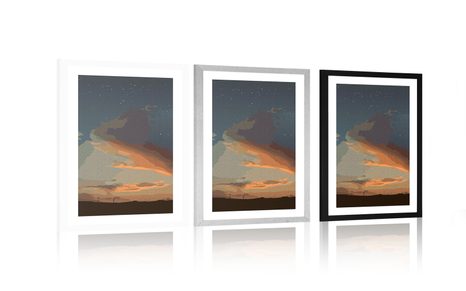 PLAGÁT S PASPARTOU MAGICKÁ NOC V PRÍRODE - MOTÍVY Z NAŠEJ DIELNE - PLAGÁTY