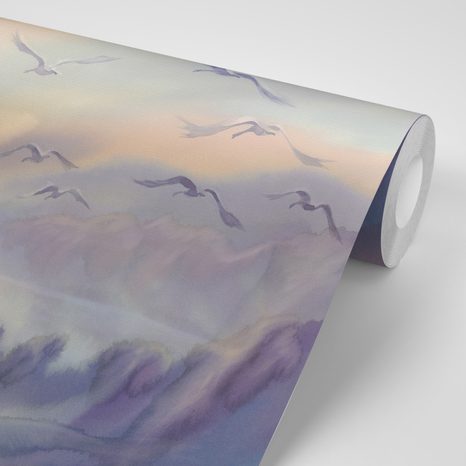 SELBSTKLEBENDE TAPETE FLIEGENDE VÖGEL ÜBER DER LANDSCHAFT - SELBSTKLEBENDE TAPETEN - TAPETEN