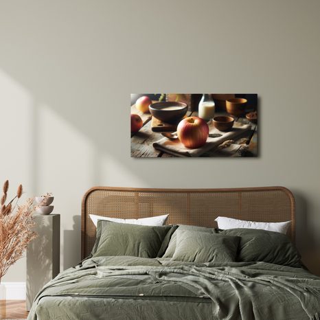 WANDBILD RUSTIKALES STILLLEBEN MIT APFEL - BILDER VON ESSEN UND GETRÄNKEN - BILDER