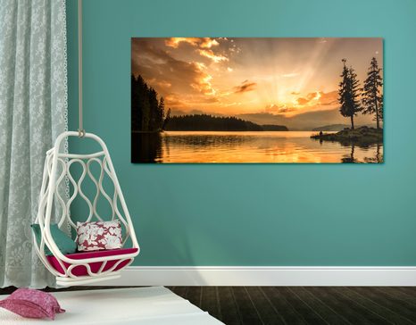 WANDBILD SPIEGELUNG IM BERGSEE - BILDER VON NATUR UND LANDSCHAFT - BILDER