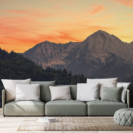 WALL MURAL SUNSET ON THE MOUNTAINS - WALLPAPERS NATURE - WALLPAPERS
