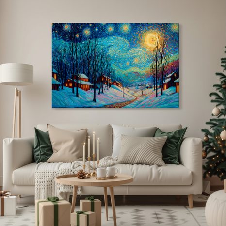 VÁNOČNÍ OBRAZ KOUZELNÁ ZIMNÍ VESNICE - VÁNOČNÍ A ZIMNÍ OBRAZY - OBRAZY