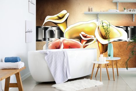 TAPETA ELEGANTNÍ KVĚTINY KALY - ABSTRAKTNÍ TAPETY - TAPETY