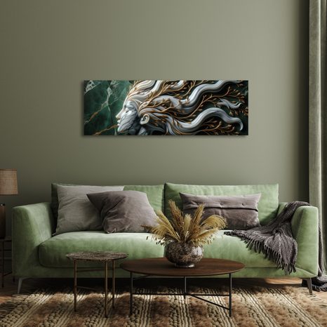 KÉP NŐ ARANY LEVELEKKEL, TERMÉSZET KAPCSOLATTAL - NŐKET ÁBRÁZOLÓ KÉPEK - KÉPEK