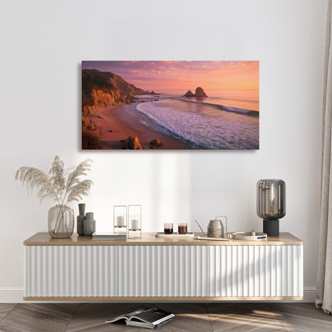 OBRAZ KLIDNÁ PLÁŽ PŘI ÚSVITU - OBRAZY VÝCHOD A ZÁPAD SLUNCE - OBRAZY