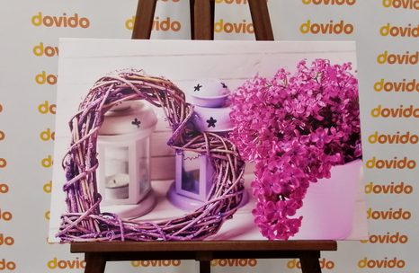 OBRAZ PROUTĚNÉ SRDCE S LUCERNIČKY A ŠEŘÍKEM - VINTAGE A RETRO OBRAZY - OBRAZY