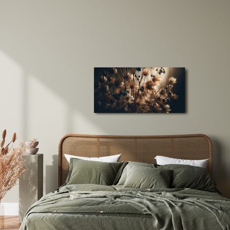 КАРТИНА НА ПЛАТНО – КАФЯВИ ИЗСУШЕНИ ЦВЕТЯ - КАРТИНИ - 🔥 ТОТАЛНА РАЗПРОДАЖБА
