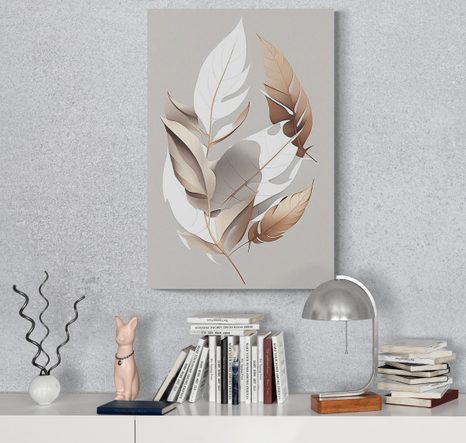 SLIKA MINIMALISTIČKI BAKRENI LISTOVI - SLIKE STABALA I LIŠĆA - SLIKE