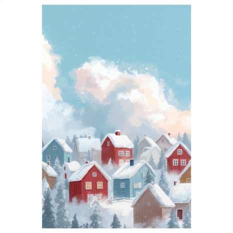 OBRAZ ZASNĚŽENÁ VESNIČKA - VÁNOČNÍ A ZIMNÍ OBRAZY - OBRAZY