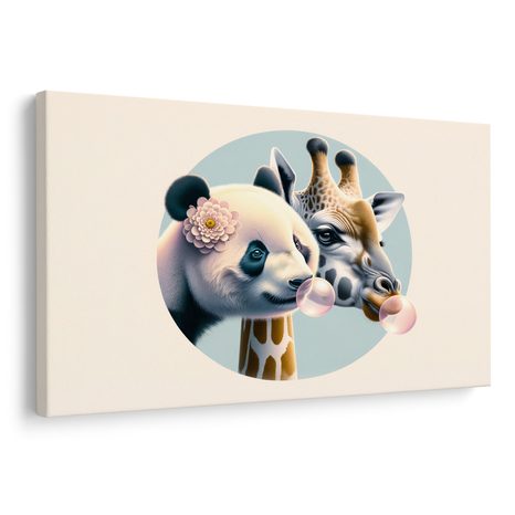 KÉP PANDA ÉS ZSIRÁF RÁGÓGUMI BUBORÉKKAL - KÉPEK GYEREKEKNEK ÁLLATOK - KÉPEK