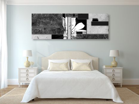 TABLOU ABSTRACȚIE FLORALĂ ÎN DESIGN ALB-NEGRU - TABLOURI ALB-NEGRU - TABLOURI