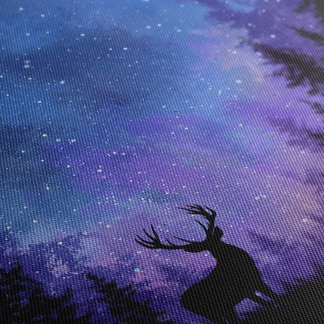 OBRAZ VÁNOČNÍ JELEN V MAGICKÉM LESE - VÁNOČNÍ A ZIMNÍ OBRAZY - OBRAZY