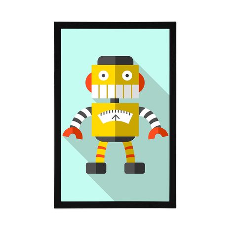 POSTER GELBER ROBOTER AUF BLAUEM HINTERGRUND - ROBOTER - POSTER