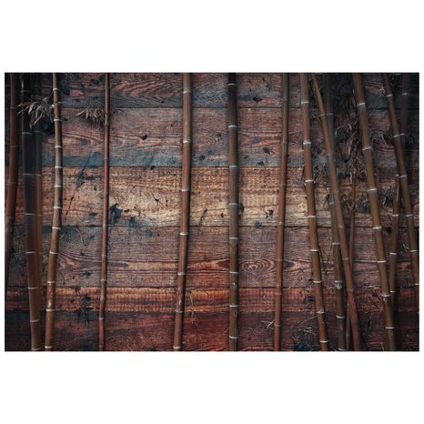 CARTA DA PARATI – BAMBÙ ESOTICO SU LEGNO - CARTA DA PARATI IMITAZIONE DEL LEGNO - CARTA DA PARATI