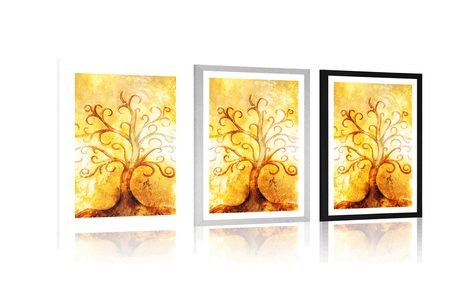 PLAKÁT S PASPARTOU STROM ŽIVOTA - FENG SHUI - PLAKÁTY