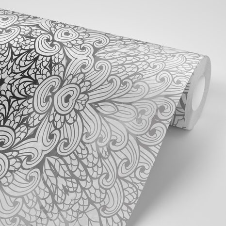 SAMOLEPÍCÍ TAPETA ETNICKÁ MANDALA V ČERNOBÍLÉM PROVEDENÍ - SAMOLEPÍCÍ TAPETY - TAPETY