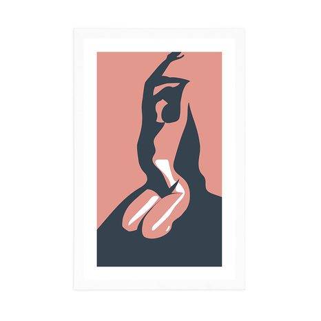 POSTER MIT PASSEPARTOUT ZÄRTLICHKEIT DES WEIBLICHEN KÖRPERS - FRAUEN - POSTER