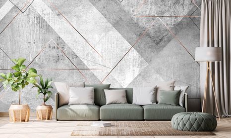 SAMOLEPÍCÍ TAPETA ŠEDÁ TROJÚHELNÍKOVÁ PERSPEKTIVA - SAMOLEPÍCÍ TAPETY - TAPETY