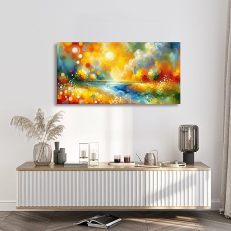 WANDBILD BLAUE WELLEN ZWISCHEN WIESEN - BILDER VON NATUR UND LANDSCHAFT - BILDER