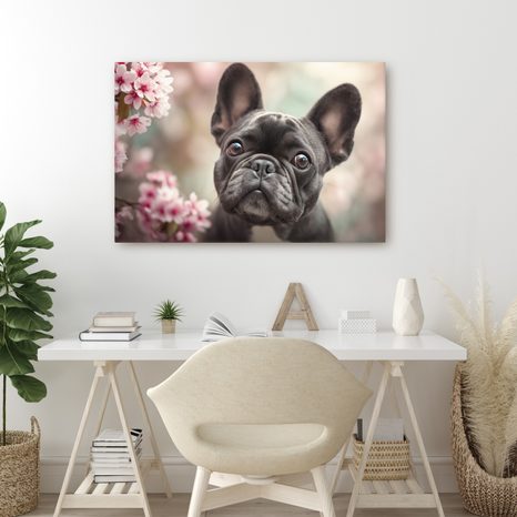 OBRAZ ROZTOMILÝ BULDOČEK MEZI KVĚTY - OBRAZY PSI - OBRAZY