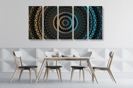 5-DIELNY OBRAZ MANDALA SO VZOROM SLNKA - OBRAZY FENG SHUI - OBRAZY